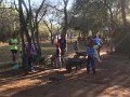 Kids helping rake